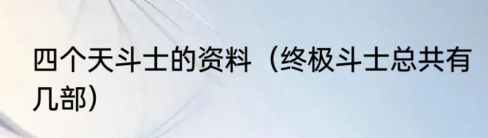 四个天斗士的资料（终极斗士总共有几部）