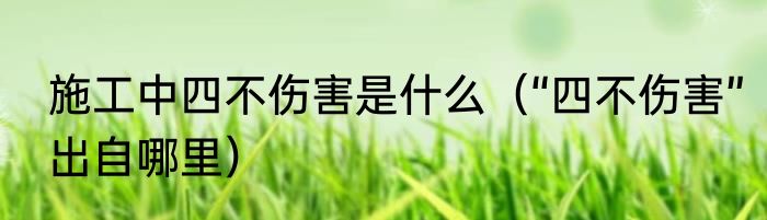 施工中四不伤害是什么（“四不伤害”出自哪里）
