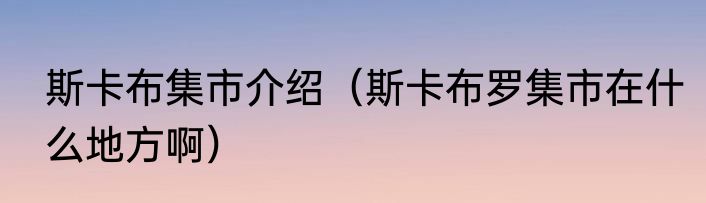 斯卡布集市介绍（斯卡布罗集市在什么地方啊）