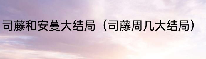 司藤和安蔓大结局（司藤周几大结局）