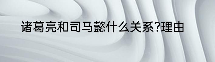 诸葛亮和司马懿什么关系?理由