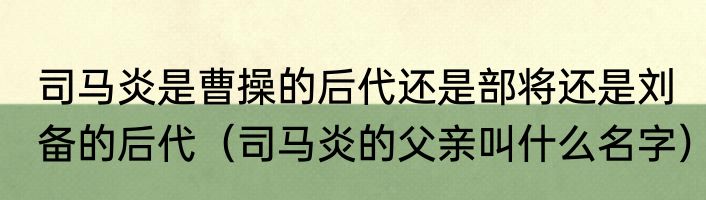 司马炎是曹操的后代还是部将还是刘备的后代（司马炎的父亲叫什么名字）
