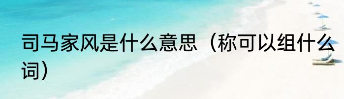 司马家风是什么意思（称可以组什么词）