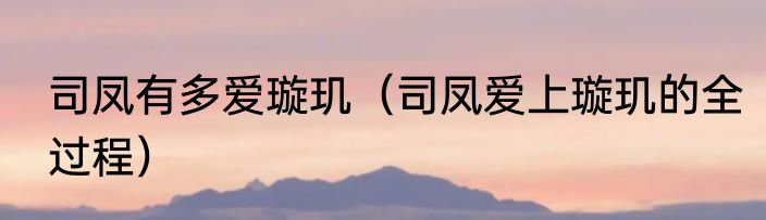 司凤有多爱璇玑（司凤爱上璇玑的全过程）