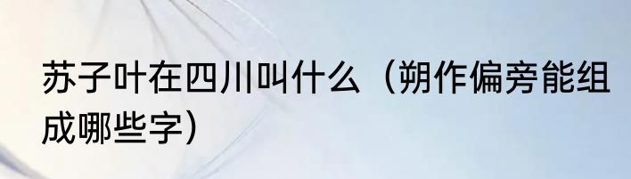 苏子叶在四川叫什么（朔作偏旁能组成哪些字）