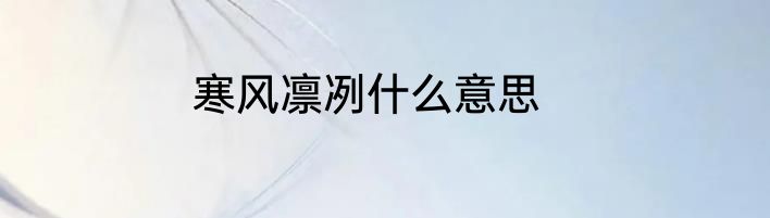 寒风凛冽什么意思