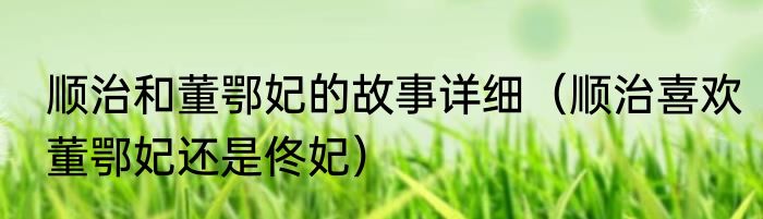 顺治和董鄂妃的故事详细（顺治喜欢董鄂妃还是佟妃）