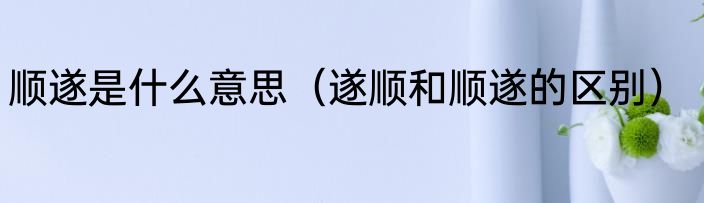 顺遂是什么意思（遂顺和顺遂的区别）