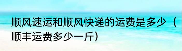 顺风速运和顺风快递的运费是多少（顺丰运费多少一斤）