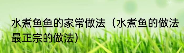 水煮鱼鱼的家常做法（水煮鱼的做法最正宗的做法）