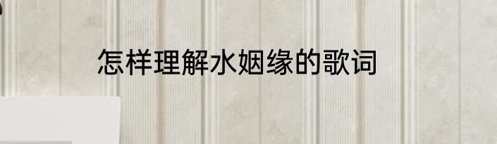 怎样理解水姻缘的歌词