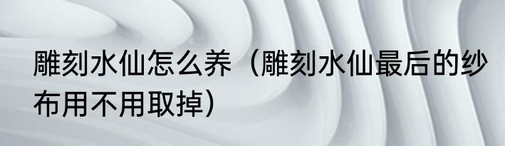 雕刻水仙怎么养（雕刻水仙最后的纱布用不用取掉）