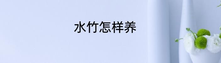 水竹怎样养