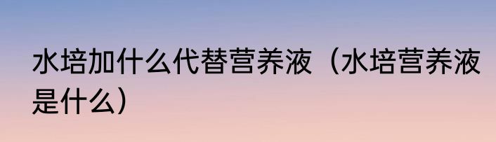 水培加什么代替营养液（水培营养液是什么）