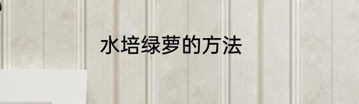 水培绿萝的方法