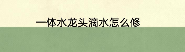 一体水龙头滴水怎么修
