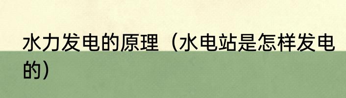 水力发电的原理（水电站是怎样发电的）