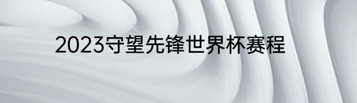 2023守望先锋世界杯赛程