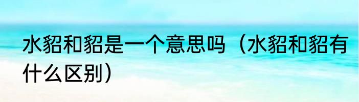 水貂和貂是一个意思吗（水貂和貂有什么区别）