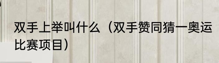双手上举叫什么（双手赞同猜一奥运比赛项目）