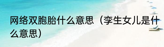 网络双胞胎什么意思（孪生女儿是什么意思）