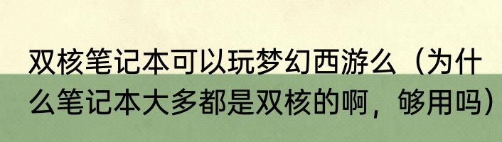 双核笔记本可以玩梦幻西游么（为什么笔记本大多都是双核的啊，够用吗）