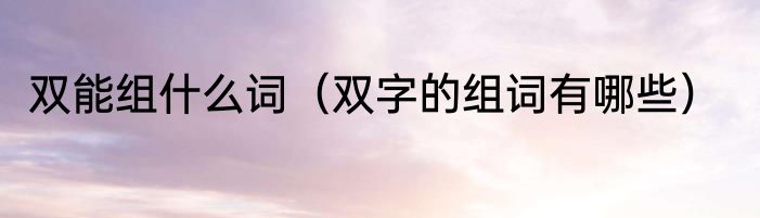 双能组什么词（双字的组词有哪些）