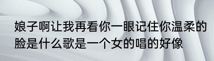 娘子啊让我再看你一眼记住你温柔的脸是什么歌是一个女的唱的好像