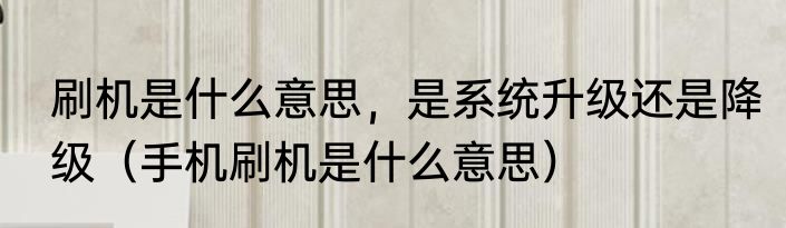 刷机是什么意思，是系统升级还是降级（手机刷机是什么意思）