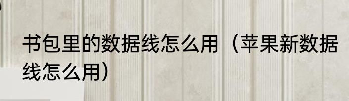 书包里的数据线怎么用（苹果新数据线怎么用）