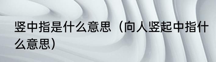 竖中指是什么意思（向人竖起中指什么意思）