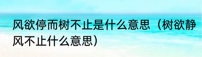 风欲停而树不止是什么意思（树欲静风不止什么意思）