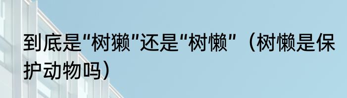 到底是“树獭”还是“树懒”（树懒是保护动物吗）