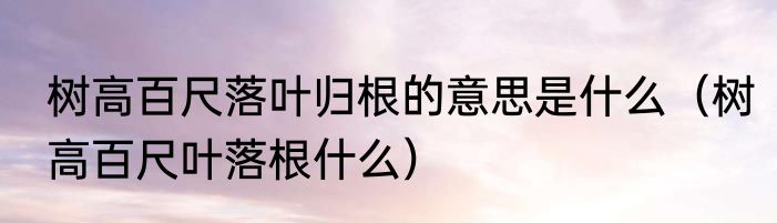 树高百尺落叶归根的意思是什么（树高百尺叶落根什么）