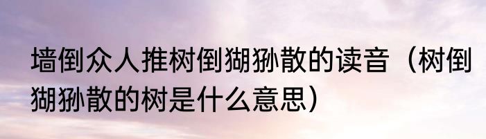 墙倒众人推树倒猢狲散的读音（树倒猢狲散的树是什么意思）