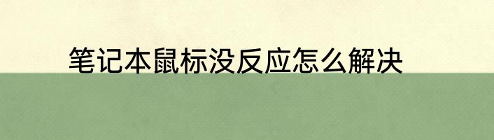 笔记本鼠标没反应怎么解决