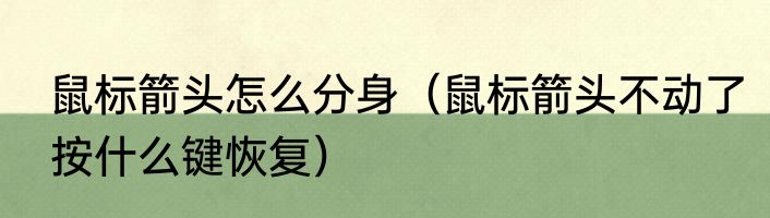 鼠标箭头怎么分身（鼠标箭头不动了按什么键恢复）