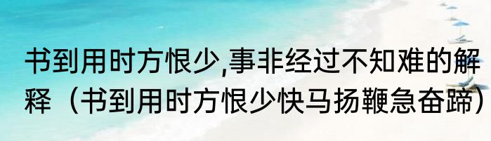 书到用时方恨少,事非经过不知难的解释（书到用时方恨少快马扬鞭急奋蹄）