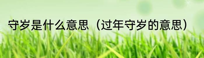 守岁是什么意思（过年守岁的意思）