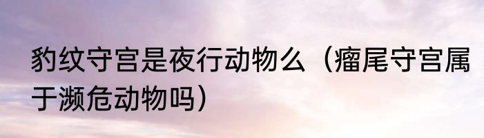 豹纹守宫是夜行动物么（瘤尾守宫属于濒危动物吗）