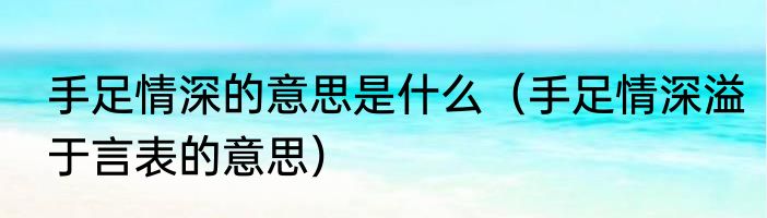 手足情深的意思是什么（手足情深溢于言表的意思）
