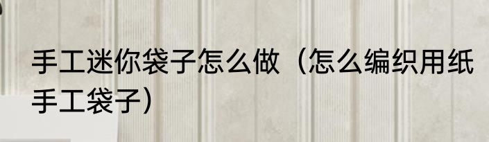 手工迷你袋子怎么做（怎么编织用纸手工袋子）