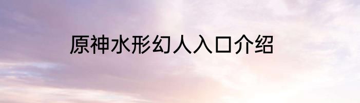 原神水形幻人入口介绍