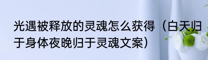 光遇被释放的灵魂怎么获得（白天归于身体夜晚归于灵魂文案）
