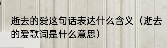 逝去的爱这句话表达什么含义（逝去的爱歌词是什么意思）