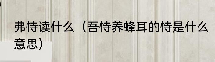 弗恃读什么（吾恃养蜂耳的恃是什么意思）