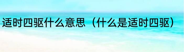 适时四驱什么意思（什么是适时四驱）