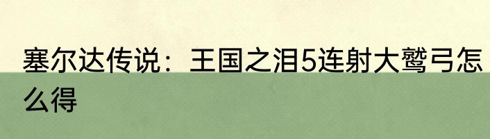塞尔达传说：王国之泪5连射大鹫弓怎么得