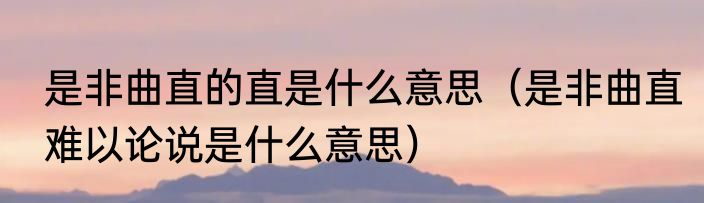 是非曲直的直是什么意思（是非曲直难以论说是什么意思）