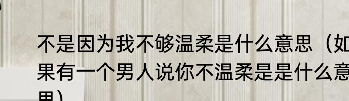 不是因为我不够温柔是什么意思（如果有一个男人说你不温柔是是什么意思）